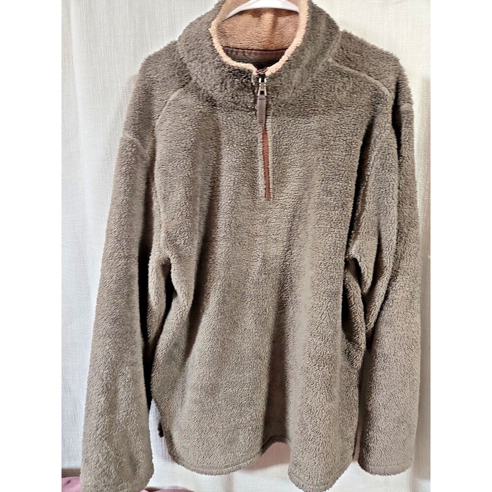 Trinity Sherpa Sweater Mens 2X Gray Neutral Pullover 1/4  Zip Mock Neck
